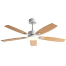 Modern black & wood blade ceiling fan with led light for living room
