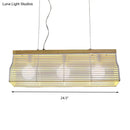 Modern black & wood slatted island pendant light dining room