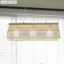 Modern black & wood slatted island pendant light dining room