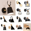 Modern black wooden wall light living room antler sconce