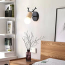Modern black wooden wall light living room antler sconce