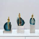Modern blue agate crystal golden sculpture living room decor
