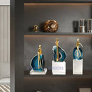 Modern blue agate crystal golden sculpture living room decor