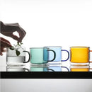 Modern blue amber & green glass mugs set dining room cups