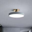 Modern blue and gold round flush mount ceiling light for bedroom