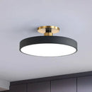 Modern blue and gold round flush mount ceiling light for bedroom