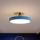 Modern blue and gold round flush mount ceiling light for bedroom
