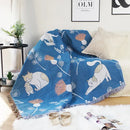 Modern blue cartoon cat woven blanket living room sofa cover