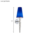 Modern blue & chrome crystal bead sconce light for living room