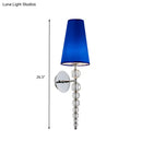 Modern blue & chrome crystal bead sconce light for living room