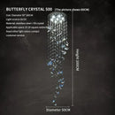 Modern blue & clear crystal butterfly rotating chandelier living room
