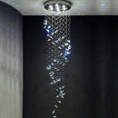 Modern blue & clear crystal staircase chandelier living room light