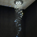 Modern blue & clear crystal staircase chandelier living room light