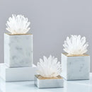 Modern blue crystal flower marble base sculpture living room decor
