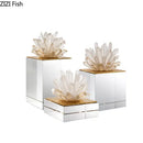 Modern blue crystal flower marble base sculpture living room decor