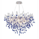 Modern blue crystal led pendant light living room tree chandelier