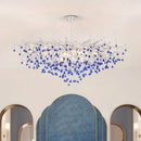 Modern blue crystal led pendant light living room tree chandelier