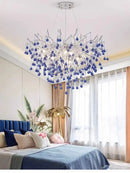 Modern blue crystal led pendant light living room tree chandelier