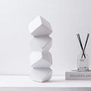 Modern blue geometric square sculpture stack living room decor