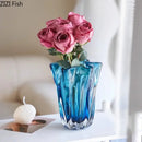 Modern blue glass hydroponic vase office desk decor
