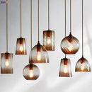 Modern blue glass led pendant lamp set dining room lighting