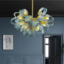 Modern blue glass led pendant lamps bedroom chandelier lighting