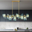 Modern blue glass led pendant lamps bedroom chandelier lighting