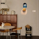 Modern blue glass wall lamp pair bedroom brass sconces