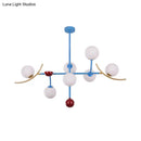 Modern blue & gold opal glass ball island lamp fixture dining room
