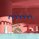 Modern blue metal arch chandelier – kitchen pendant light