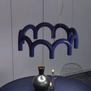 Modern blue metal arch chandelier – kitchen pendant light