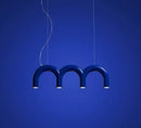Modern blue metal arch chandelier – kitchen pendant light
