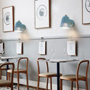 Modern blue metallic bell wall sconce – restaurant perforated light