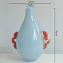 Modern blue & orange glass geometric flower vase living room decor