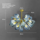 Modern blue peacock leaf glass chandelier dining room floral light
