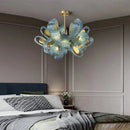 Modern blue peacock leaf glass chandelier dining room floral light