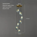 Modern blue peacock leaf glass chandelier dining room floral light