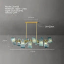 Modern blue peacock leaf glass chandelier dining room floral light