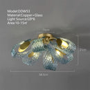 Modern blue peacock leaf glass chandelier dining room floral light