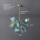 Modern blue peacock leaf glass chandelier dining room floral light