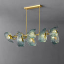 Modern blue queen crystal glass petal chandelier for bedroom