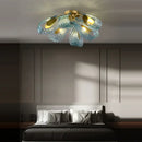 Modern blue queen crystal glass petal chandelier for bedroom