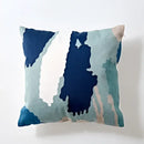 Modern blue & white embroidered geometric cotton cushion cover bedroom