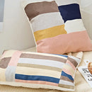 Modern blue & white embroidered geometric cotton cushion cover bedroom