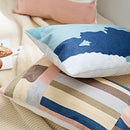 Modern blue & white embroidered geometric cotton cushion cover bedroom