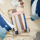 Modern blue & white embroidered geometric cotton cushion cover bedroom