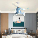 Modern blue & white helicopter ceiling fan with led light bedroom