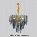 Modern blue & white leaf pendant lights living room gold metal chain