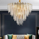 Modern blue & white leaf pendant lights living room gold metal chain