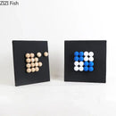 Modern blue & wood ball hanging wall decor living room art